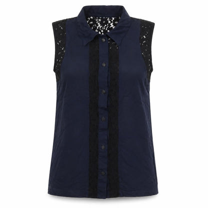 River Island Womens Blue Viscose Basic Button-Up Size 10 Collared