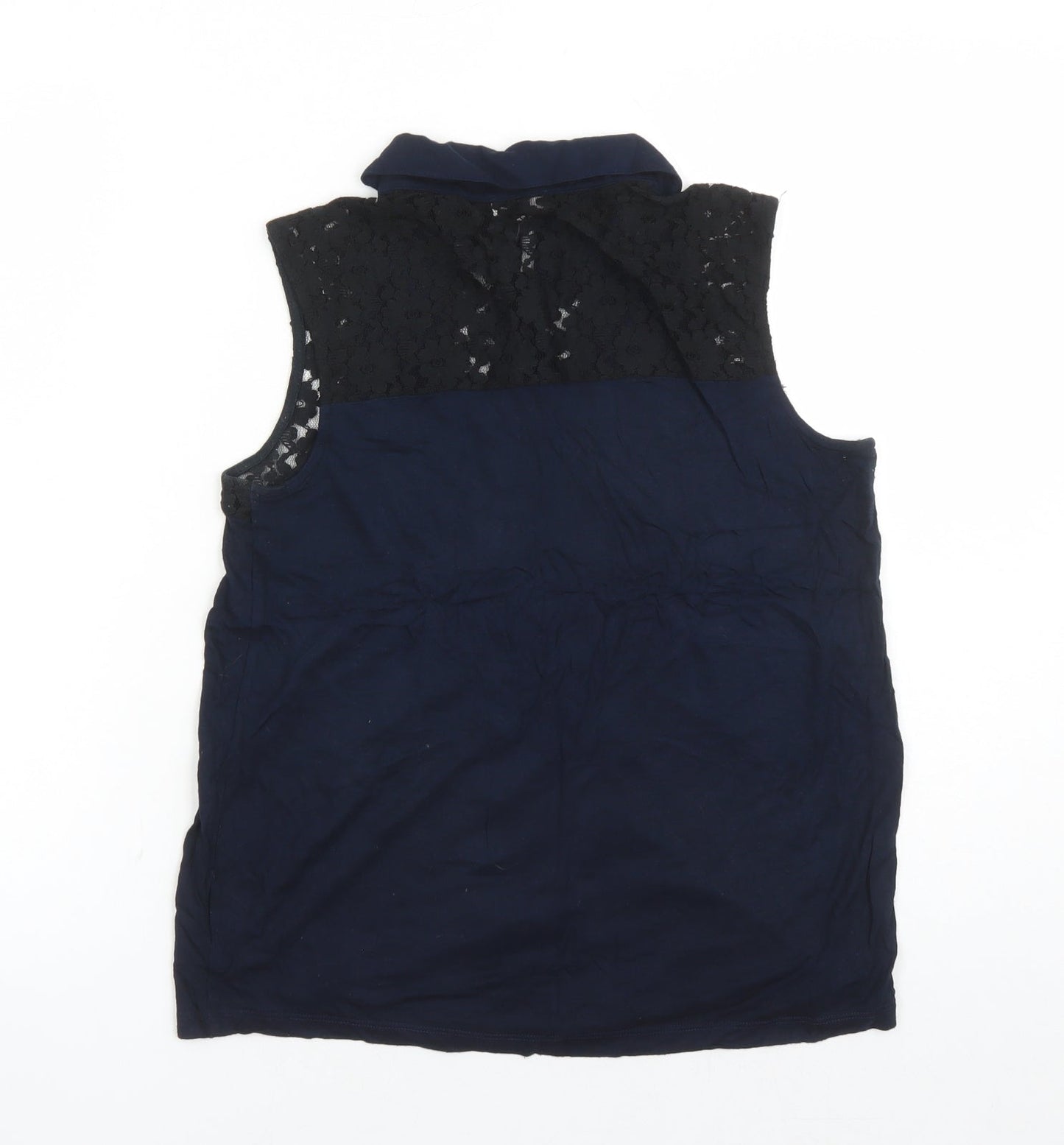 River Island Womens Blue Viscose Basic Button-Up Size 10 Collared