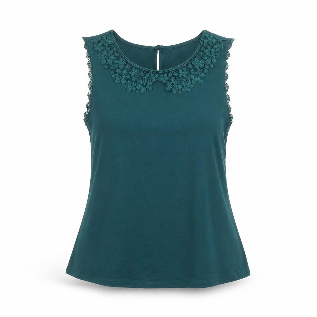 Topshop Womens Green Polyester Basic Blouse Size 10 Round Neck