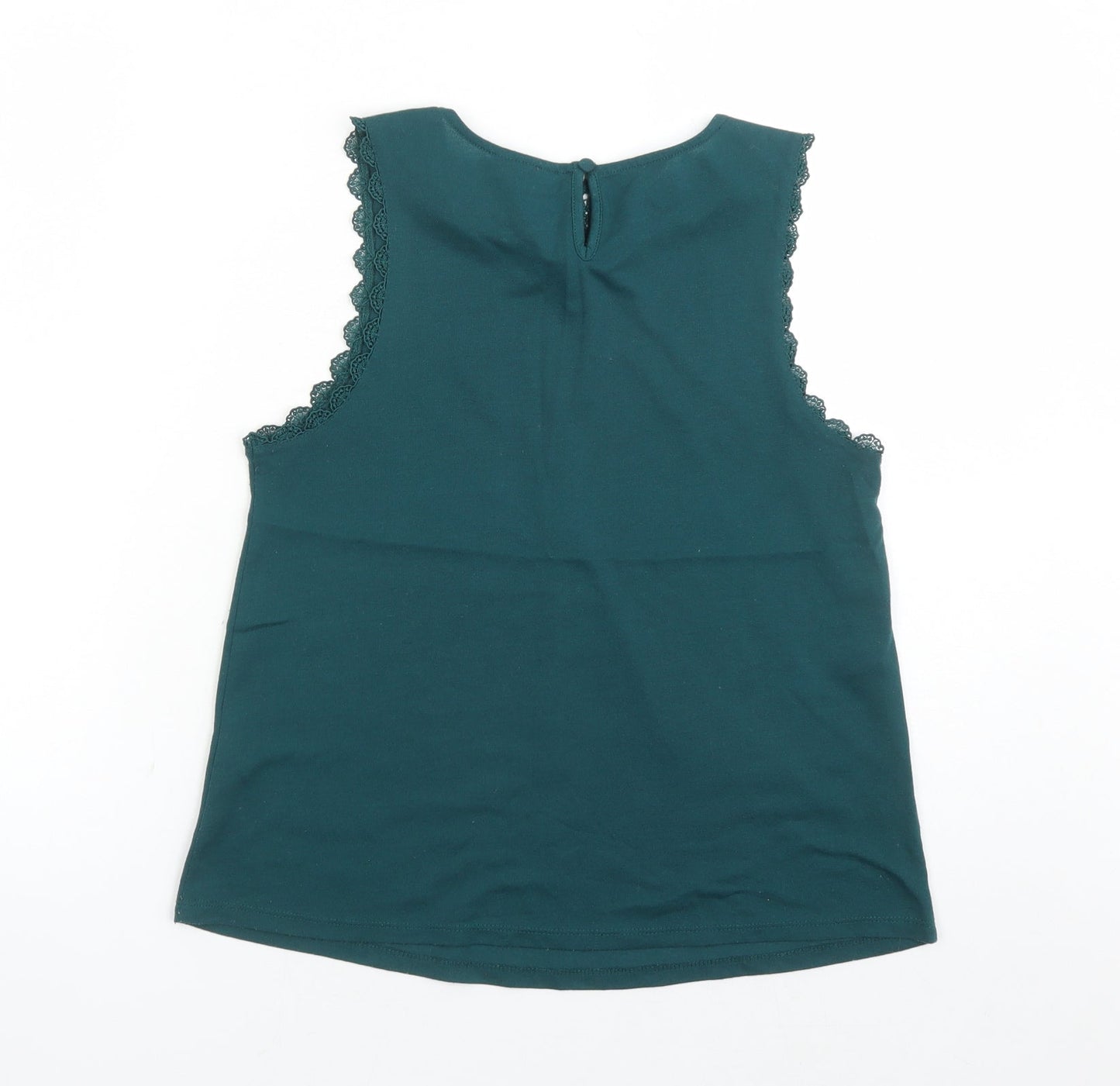 Topshop Womens Green Polyester Basic Blouse Size 10 Round Neck