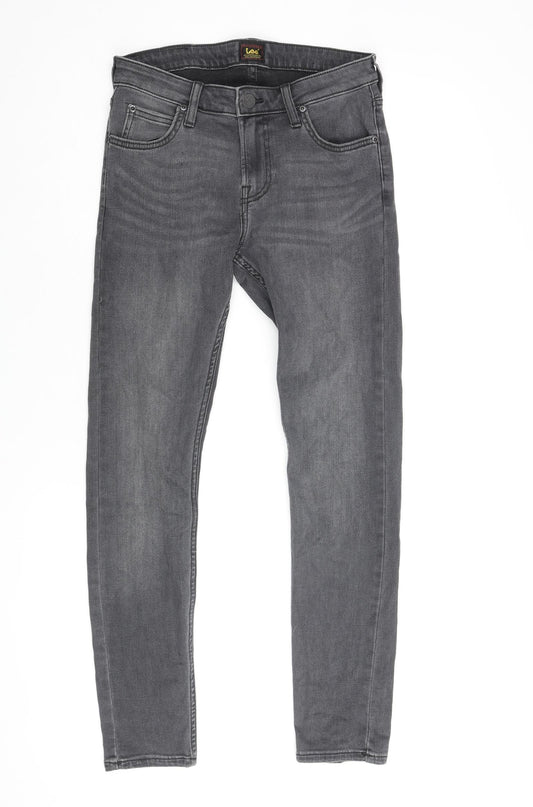 Lee Mens Grey Cotton Skinny Jeans Size 28 in L28 in Regular Zip