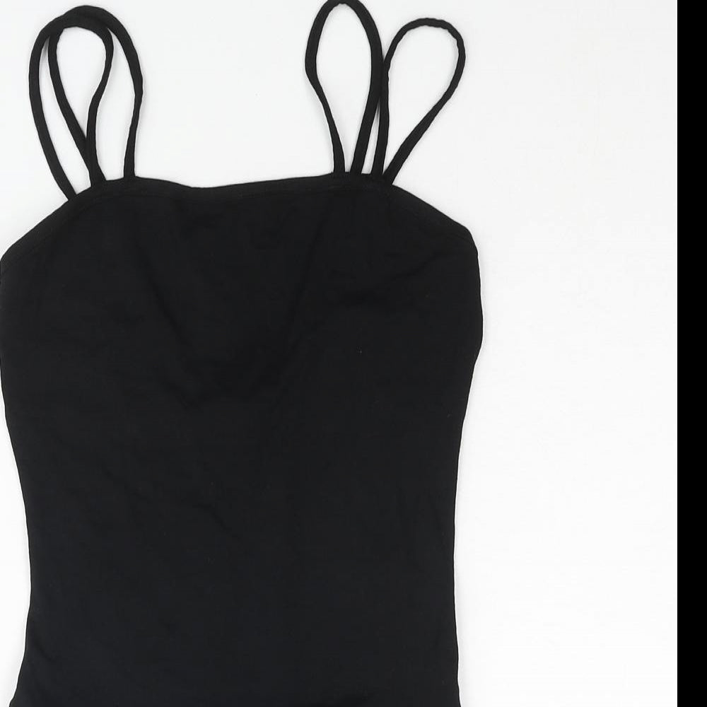 ASOS Womens Black Viscose Bodysuit One-Piece Size 8 Snap