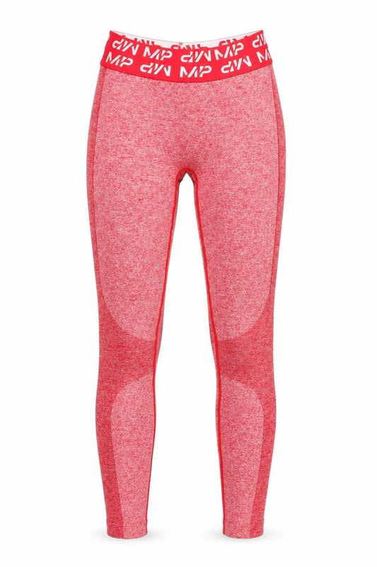 Myprotein Womens Red Colourblock Nylon Cropped Leggings Size S L27 in Regular Pullover - Logo Waistband
