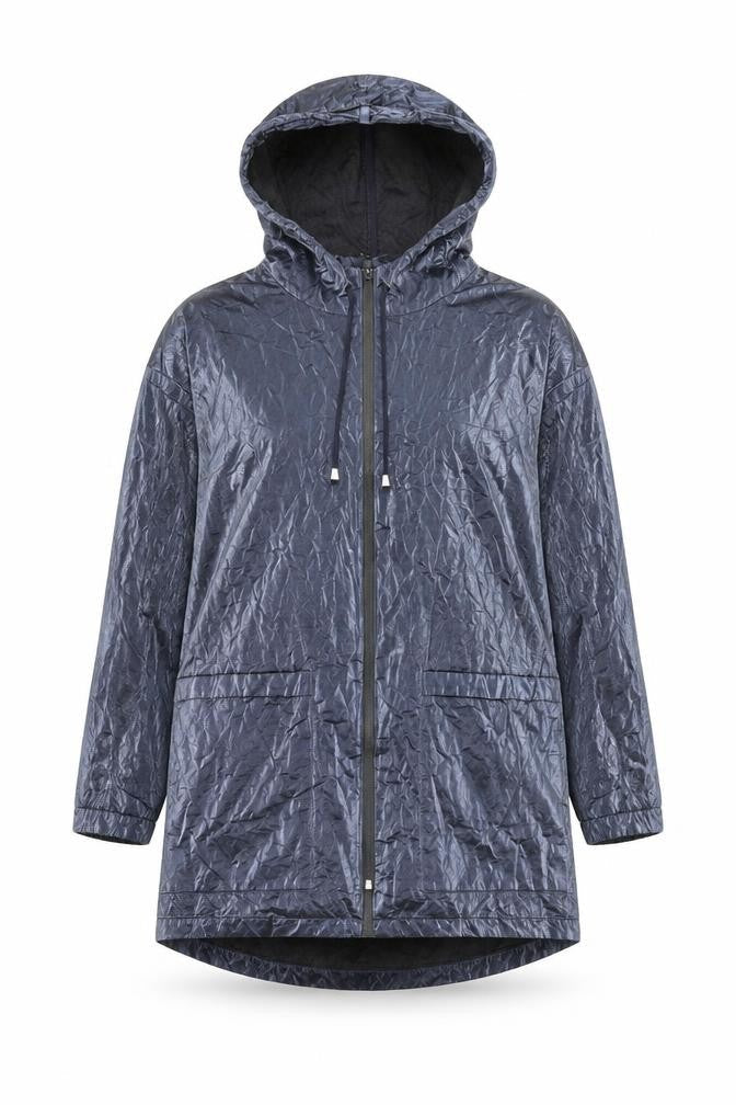 James Lakeland Womens Blue Rain Coat Coat Size 12 Zip