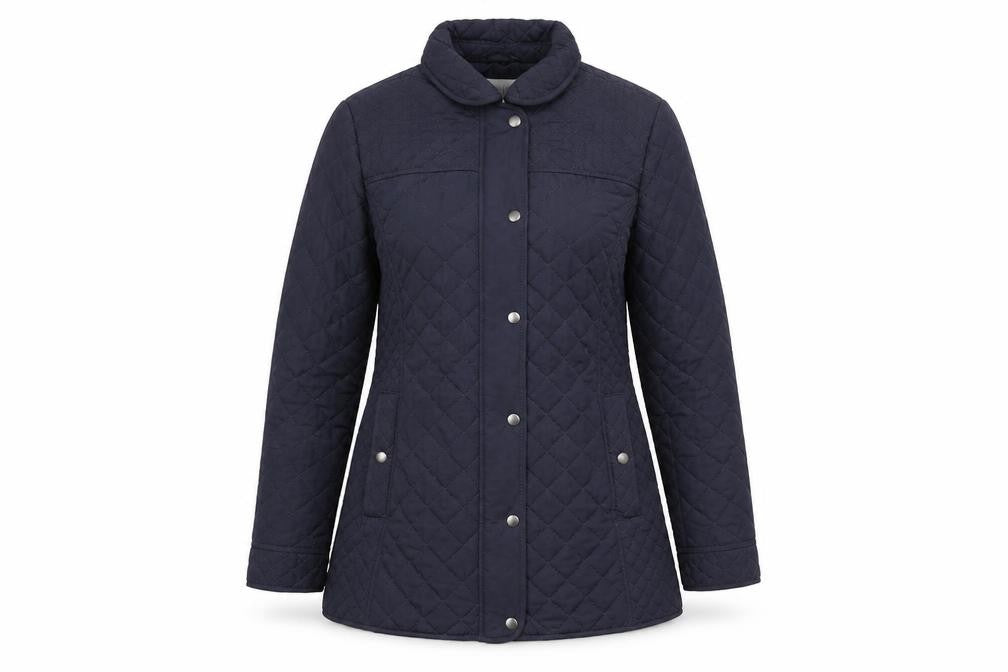 Classics Womens Blue Quilted Coat Size 10 Zip