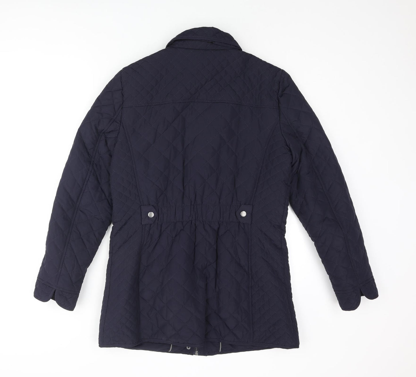 Classic Womens Blue Quilted Coat Size 10 Zip