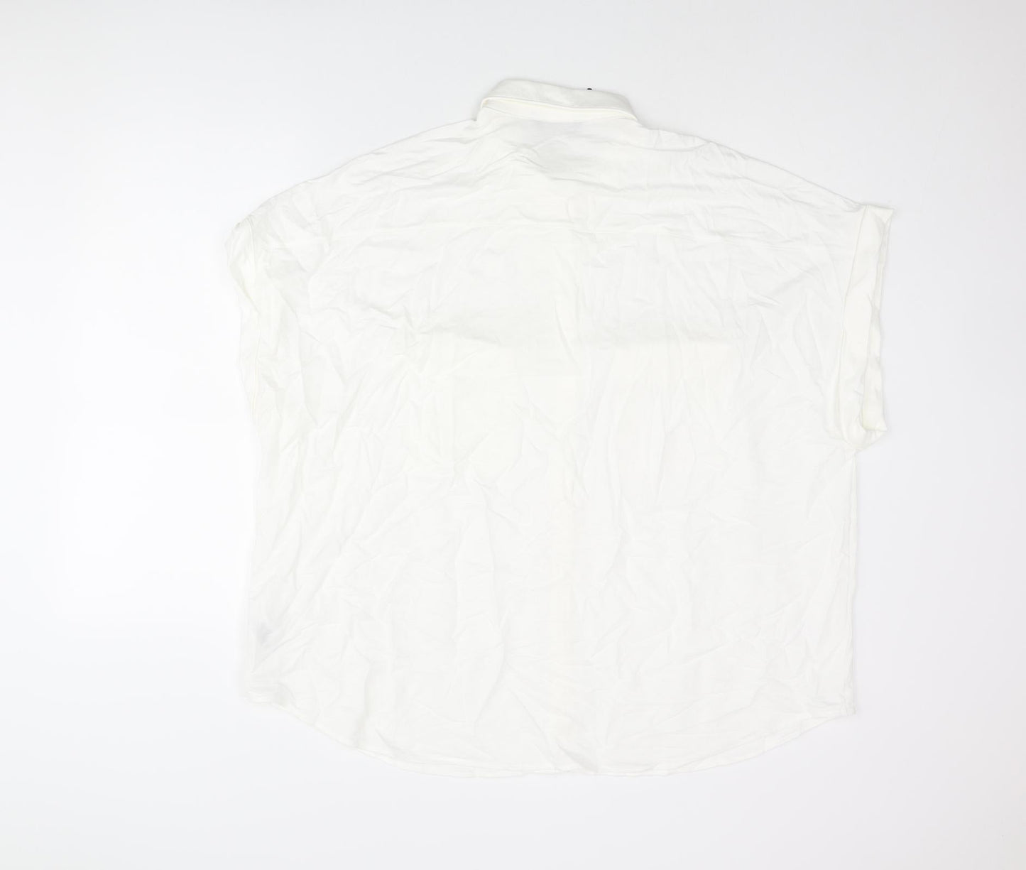 Marks and Spencer Womens White Viscose Basic Button-Up Size 22 Collared