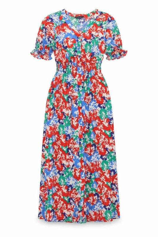 Marks & Spencer Womens Multicoloured Floral Polyester Maxi Size 8 V-Neck Button