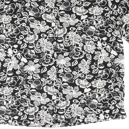 Marks & Spencer Womens Black Floral Polyester Basic Blouse Size 8 Round Neck