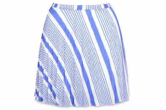Marks & Spencer Womens Blue Geometric Polyester Pleated Skirt Size 22