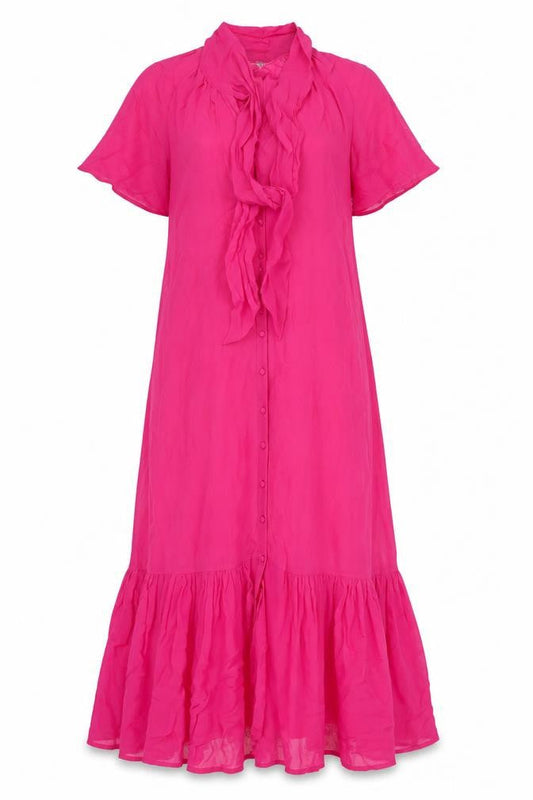 Monsoon Womens Pink Viscose Maxi Size 8 V-Neck Button