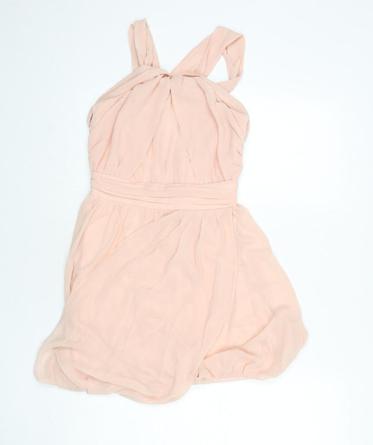ASOS Womens Pink Polyester Mini Size 8 Halter Zip