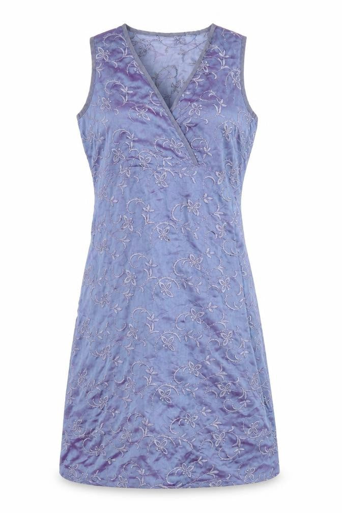 St Michael Womens Blue Floral Polyester A-Line Size 10 V-Neck Pullover - Embroidered Detail