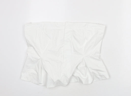 Zara Womens White Cotton Cropped T-Shirt Size 2XL Off the Shoulder - Shirt Look