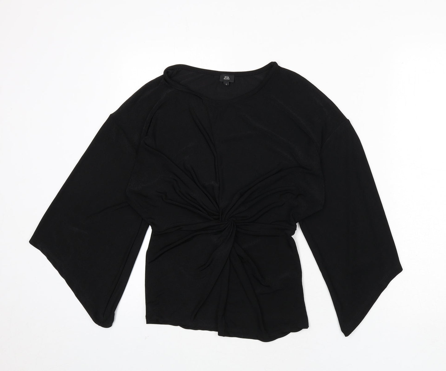 river is Womens Black Polyester Basic Blouse Size 10 Round Neck