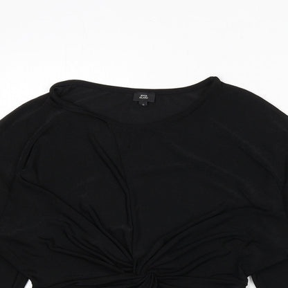 river is Womens Black Polyester Basic Blouse Size 10 Round Neck
