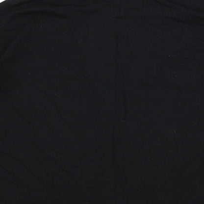 Zara Womens Black Polyester Basic T-Shirt Size M Round Neck - Tassles