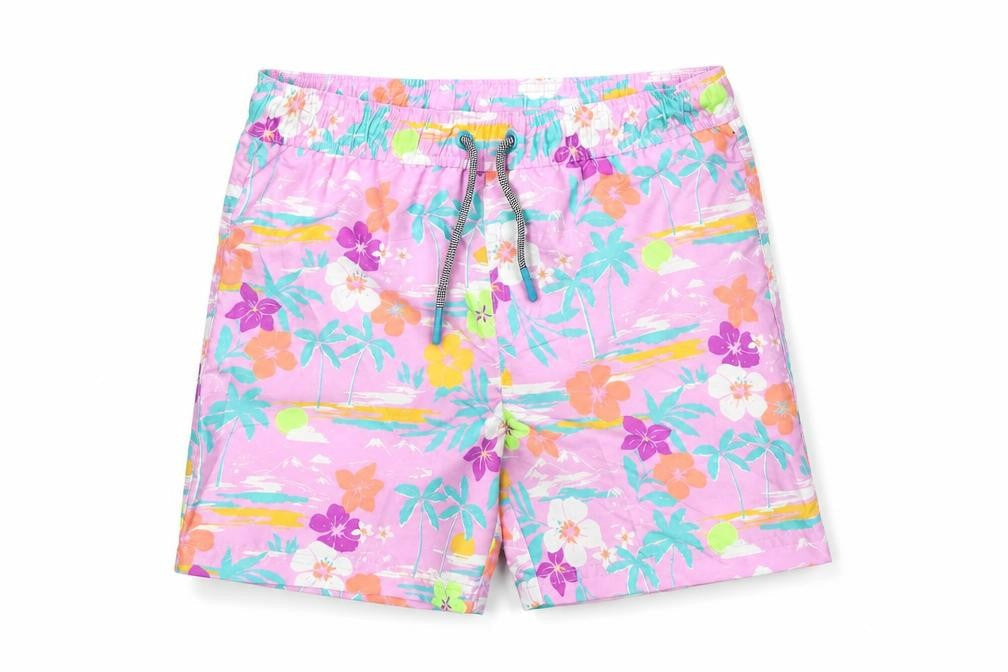 Marks & Spencer Boys Multicoloured Geometric Polyester Bermuda Shorts Size 8-9 Years Regular Drawstring - Palm Trees, Flowers, Swim SHorts
