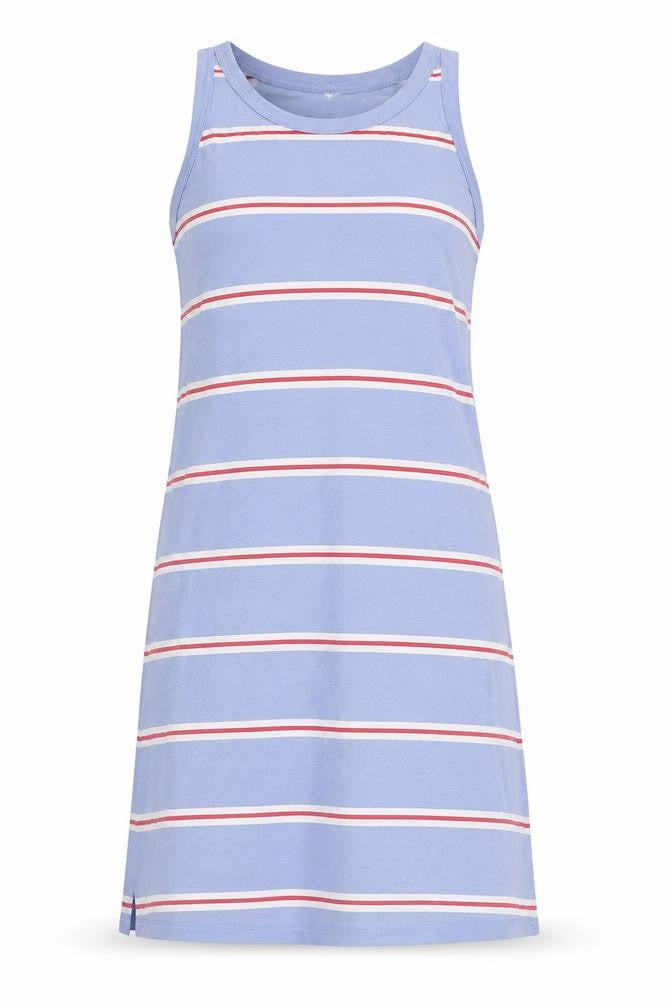 Marks & Spencer Womens Blue Striped Cotton Tank Dress Size S Round Neck Pullover