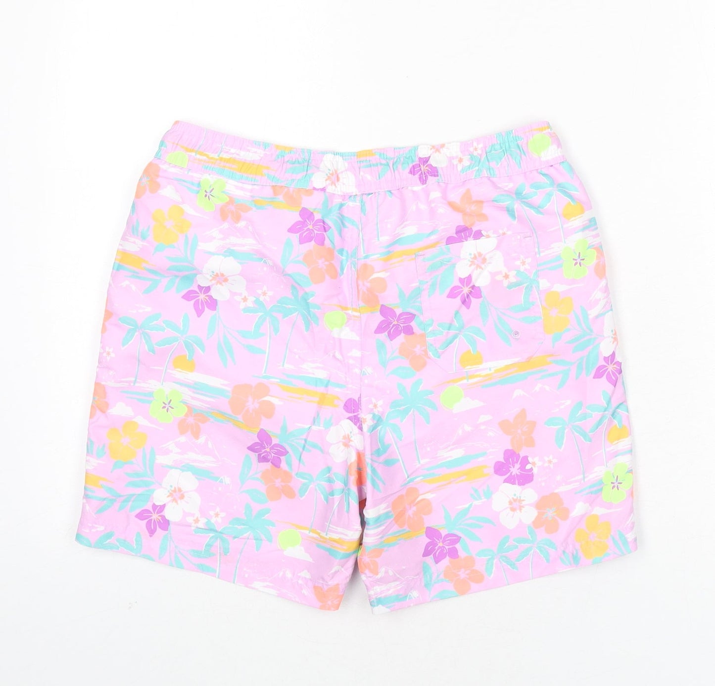 Marks and Spencer Boys Purple Geometric Polyester Bermuda Shorts Size 11-12 Years Regular Drawstring - Swim Shorts, Palm Trees, Flowers