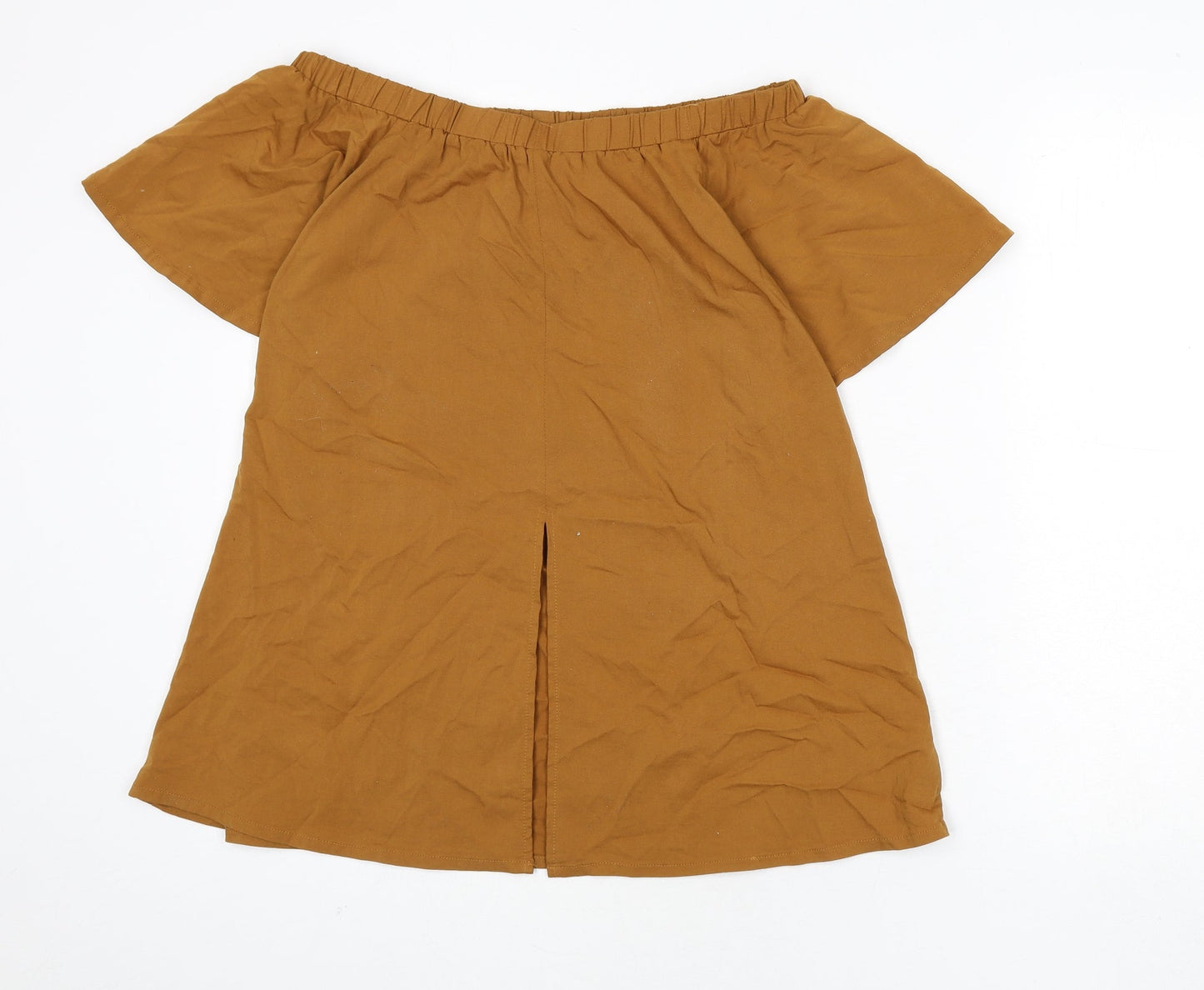 Lola May Womens Brown Polyester Basic Blouse Size S Off the Shoulder - Slit