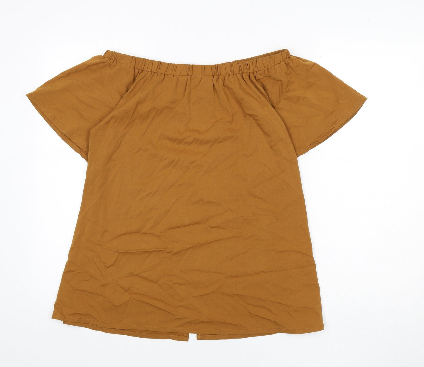 Lola May Womens Brown Polyester Basic Blouse Size S Off the Shoulder - Slit