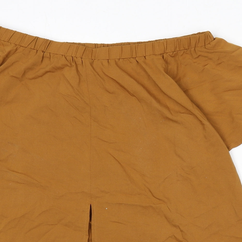 Lola May Womens Brown Polyester Basic Blouse Size S Off the Shoulder - Slit