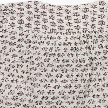 Per Una Womens Ivory Floral Polyester Basic Blouse Size M V-Neck