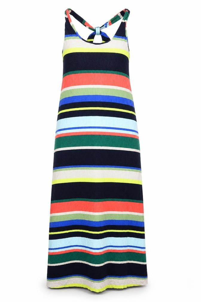 Monsoon Womens Multicoloured Striped Viscose Maxi Size S Round Neck Pullover