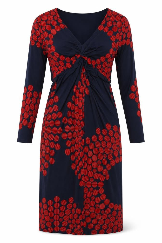 CC Womens Blue Geometric Polyester Bodycon Size M V-Neck Pullover