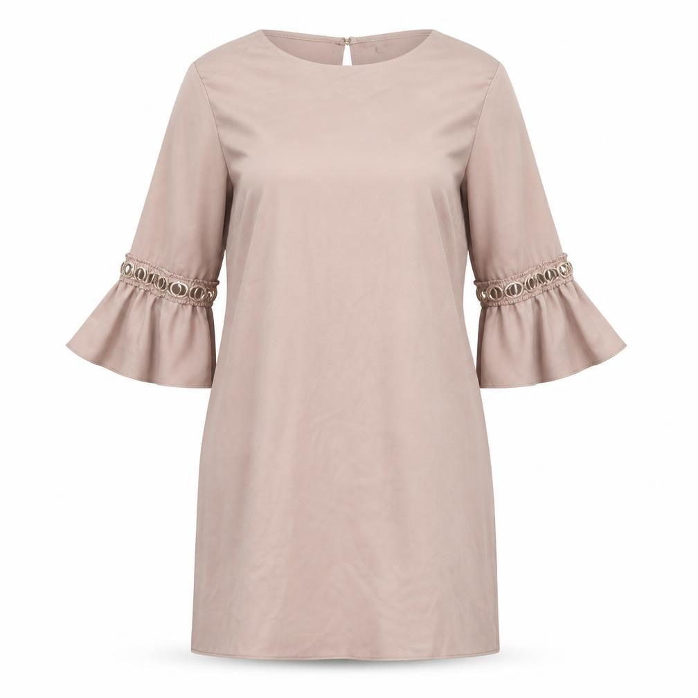 River Island Womens Beige Polyester Mini Size 10 Round Neck Button