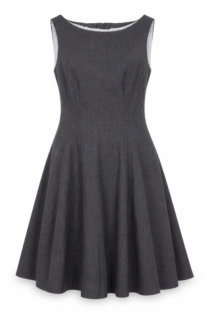 H&M Womens Grey Polyester A-Line Size 10 Round Neck Zip