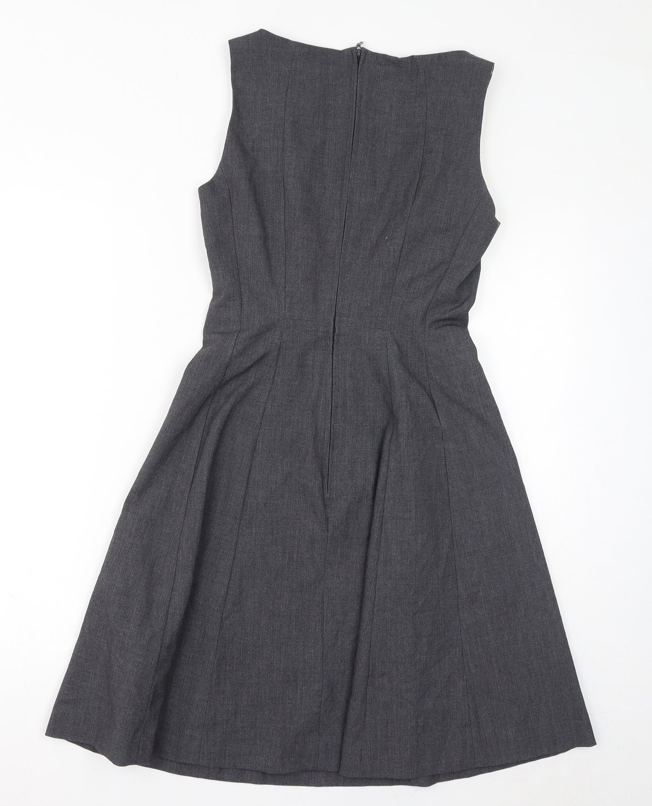 H&M Womens Grey Polyester A-Line Size 10 Round Neck Zip