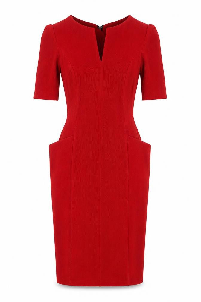 Catwalk Womens Red Viscose Bodycon Size S V-Neck Zip - Pockets