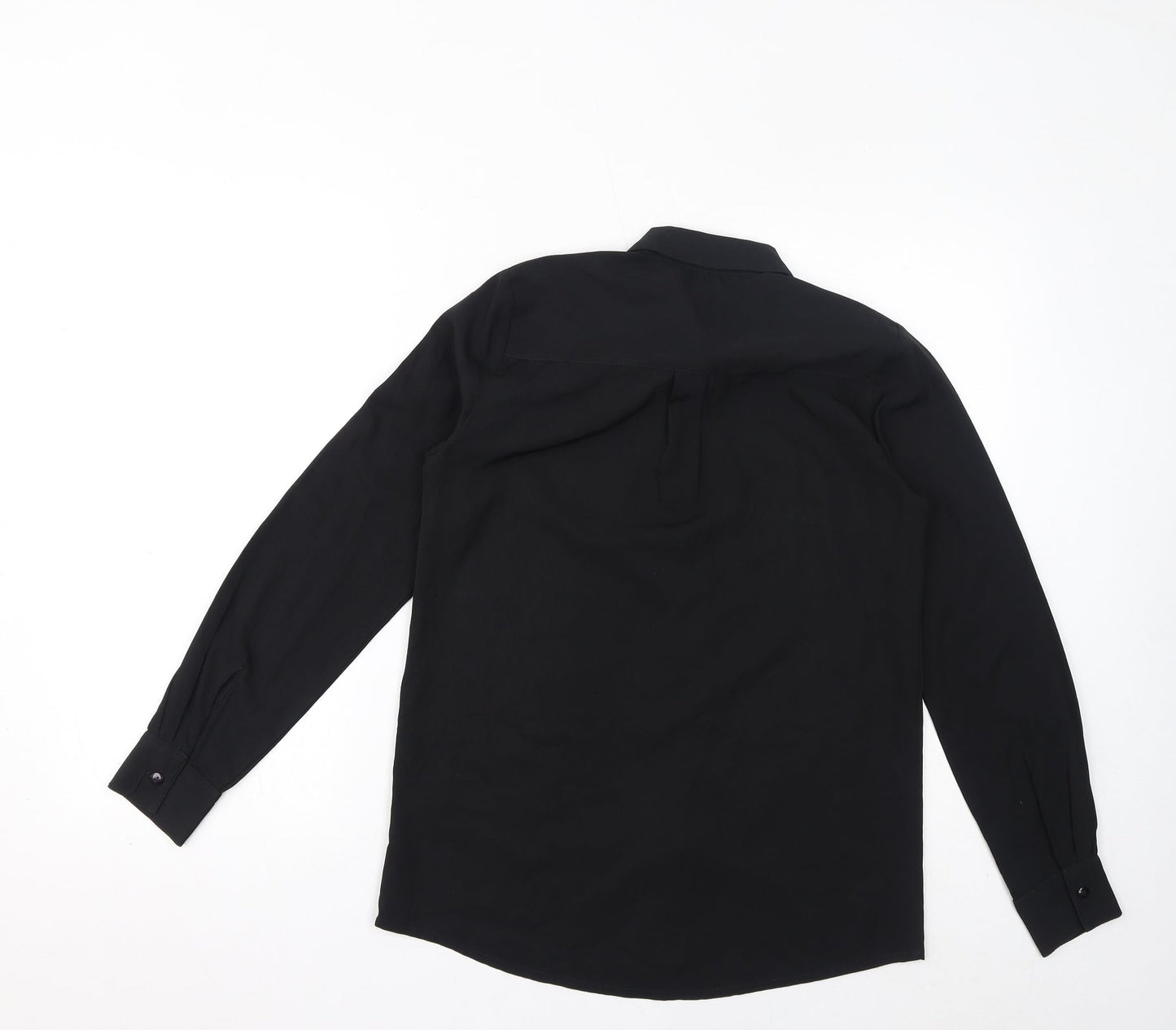 Pied A Terre Womens Black Polyester Basic Blouse Size 8 Collared