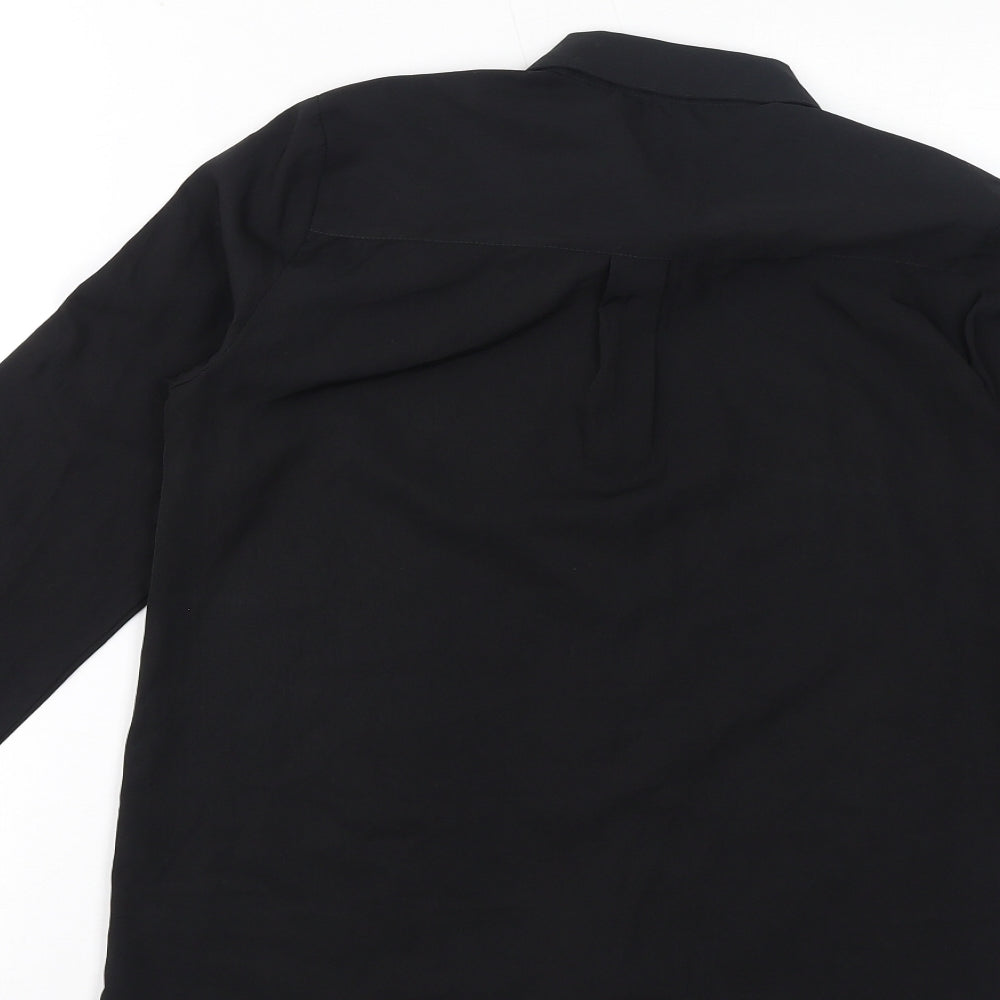 Pied A Terre Womens Black Polyester Basic Blouse Size 8 Collared
