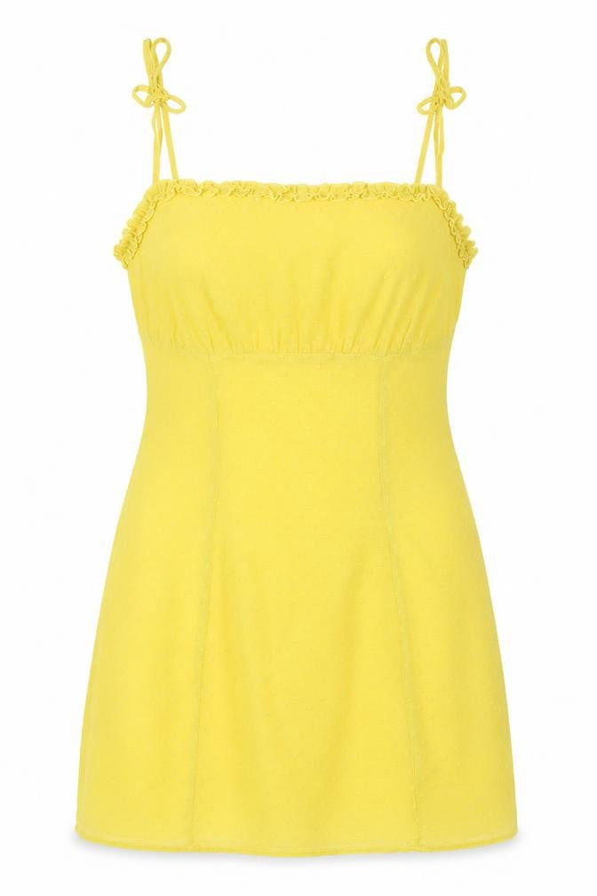 Nasty Gal Womens Yellow Polka Dot Polyester Mini Size 8 Square Neck Zip