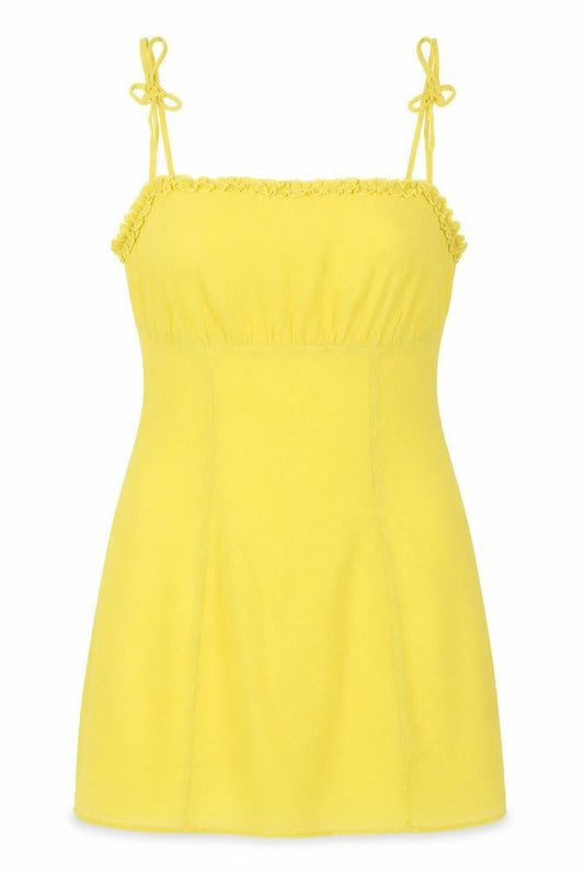 Nasty Gal Womens Yellow Polka Dot Polyester Mini Size 8 Square Neck Zip