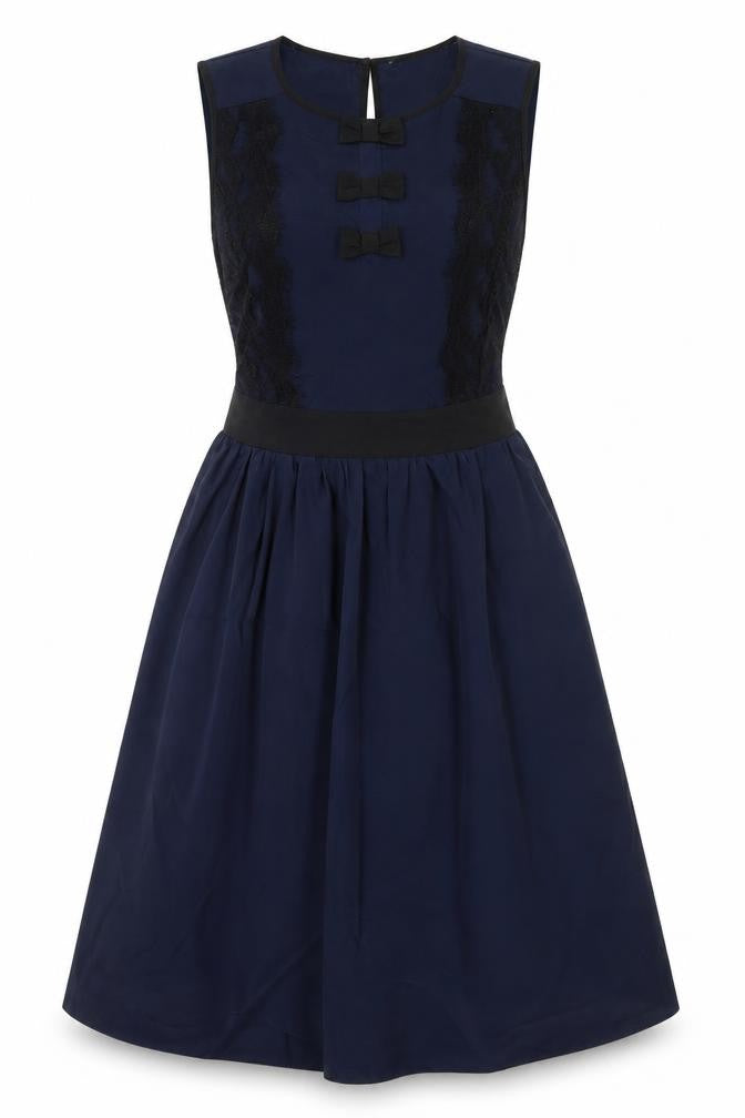 Dorothy Perkins Womens Blue Polyester A-Line Size 10 Round Neck Button