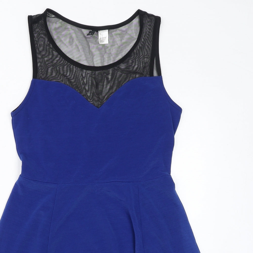 Divided by H&M Womens Blue Polyester A-Line Size S Round Neck Pullover