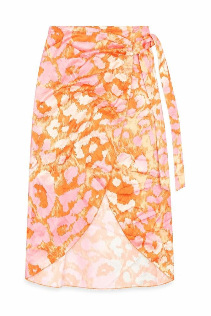 Quiz Womens Orange Geometric Polyester A-Line Skirt Size M Tie
