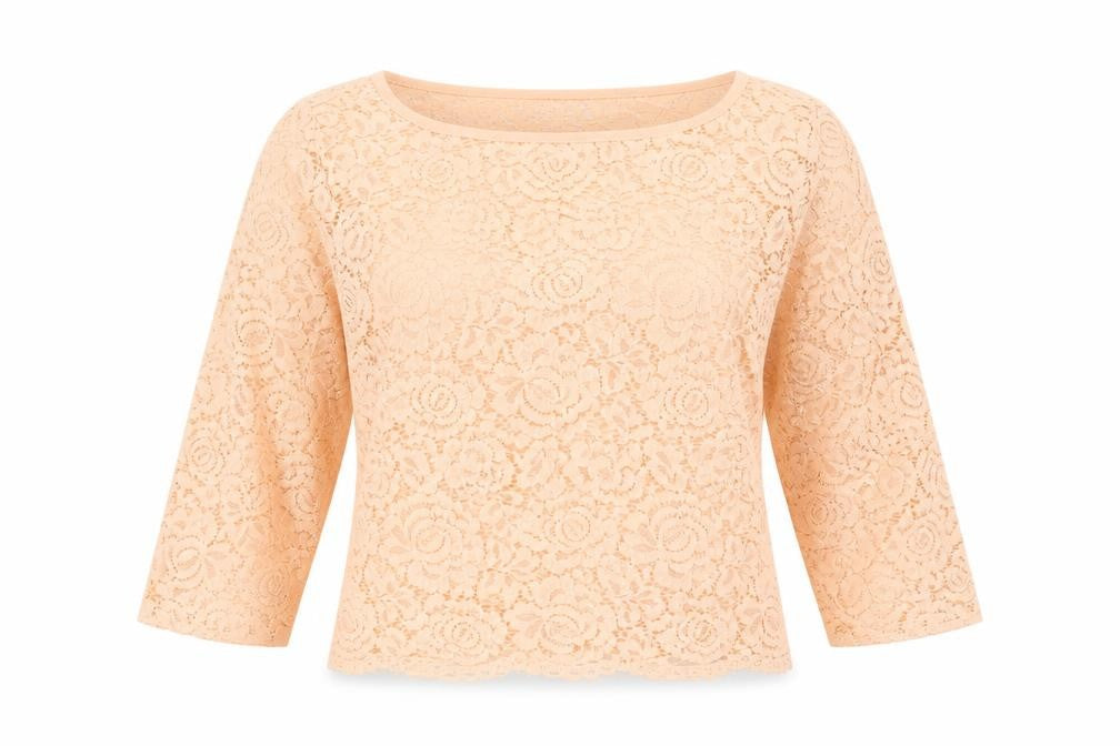 Oasis Womens Pink Polyester Basic T-Shirt Size 14 Round Neck - Lace
