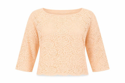 Oasis Womens Pink Polyester Basic T-Shirt Size 14 Round Neck - Lace