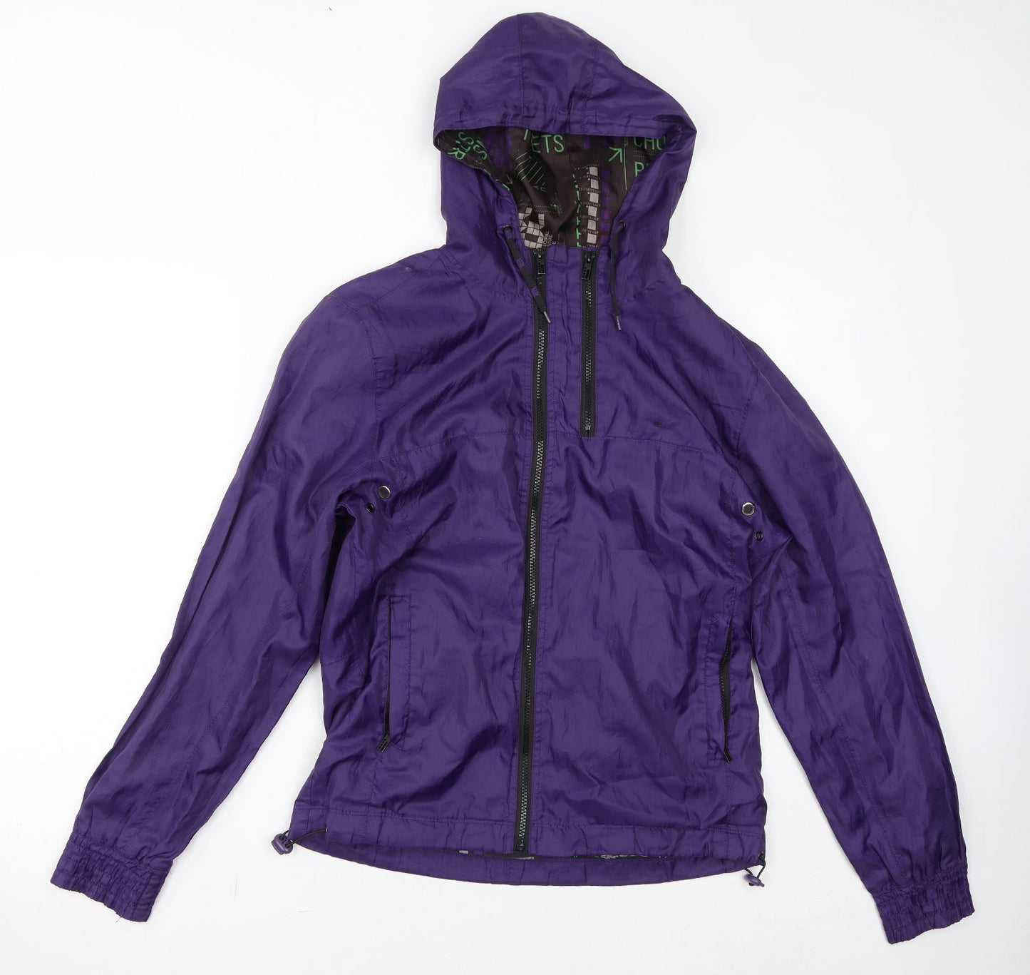 Bershka Womens Purple Rain Coat Coat Size M Zip