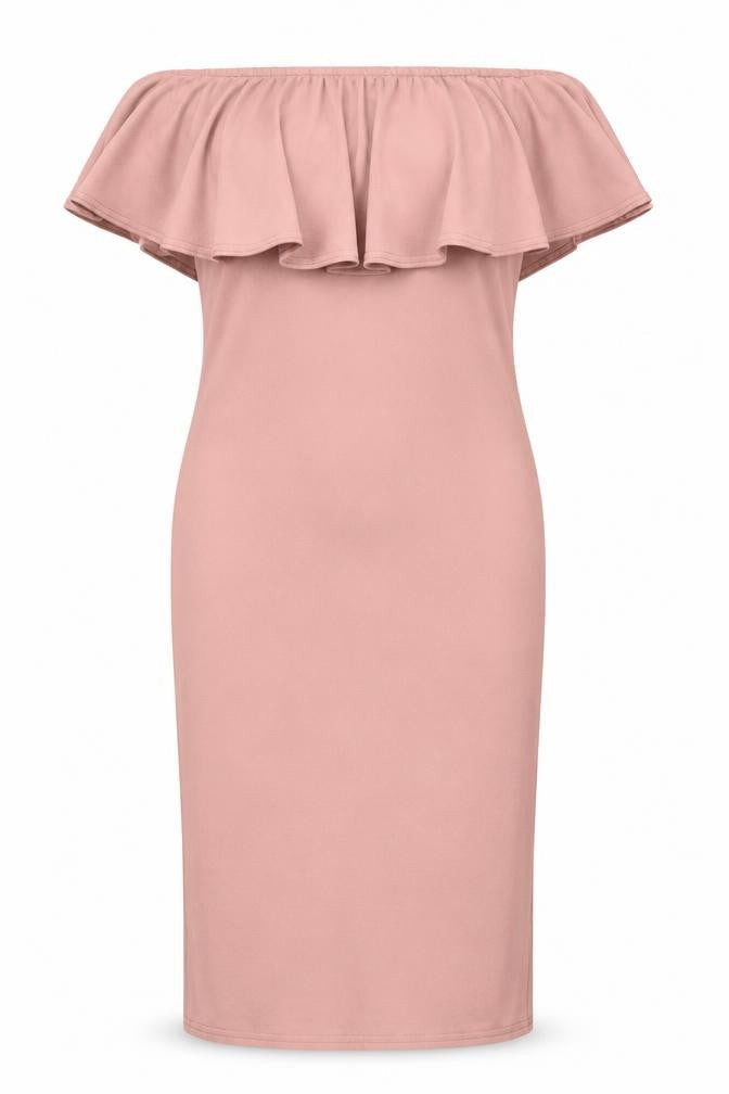 Boohoo Womens Pink Polyester Bodycon Size 10 Off the Shoulder Zip