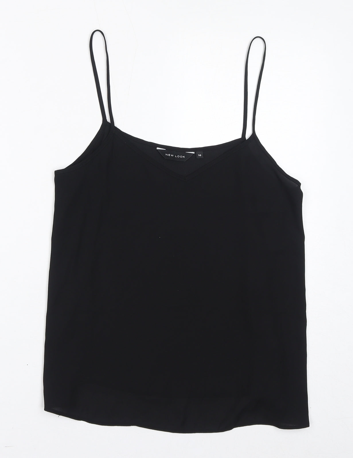 New Look Womens Black Polyester Basic Tank Size 10 V-Neck