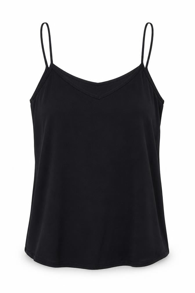 New Look Womens Black Polyester Basic Tank Size 10 V-Neck