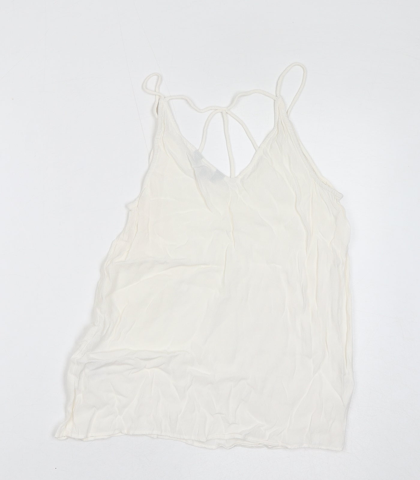New Look Womens White Viscose Basic Tank Size 8 V-Neck