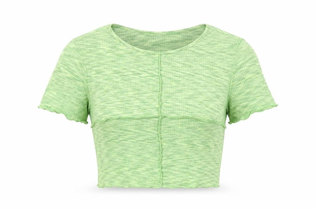 H&M Womens Green Polyester Cropped T-Shirt Size XS Round Neck