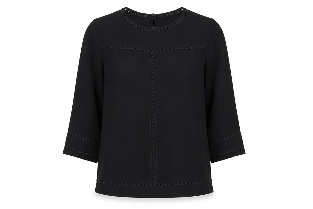New Look Womens Black Polyester Basic T-Shirt Size 12 Round Neck